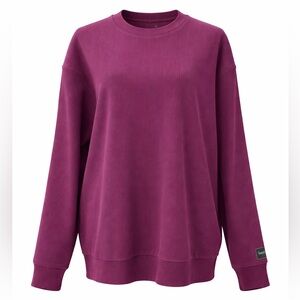 Stori Womens Ribbed Cord Crew Sweatshirt Mulberry Purple Size L NWT Athleisure